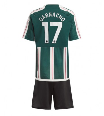 Manchester United Alejandro Garnacho #17 Udebanesæt Børn 2023-24 Kort ærmer (+ korte bukser)